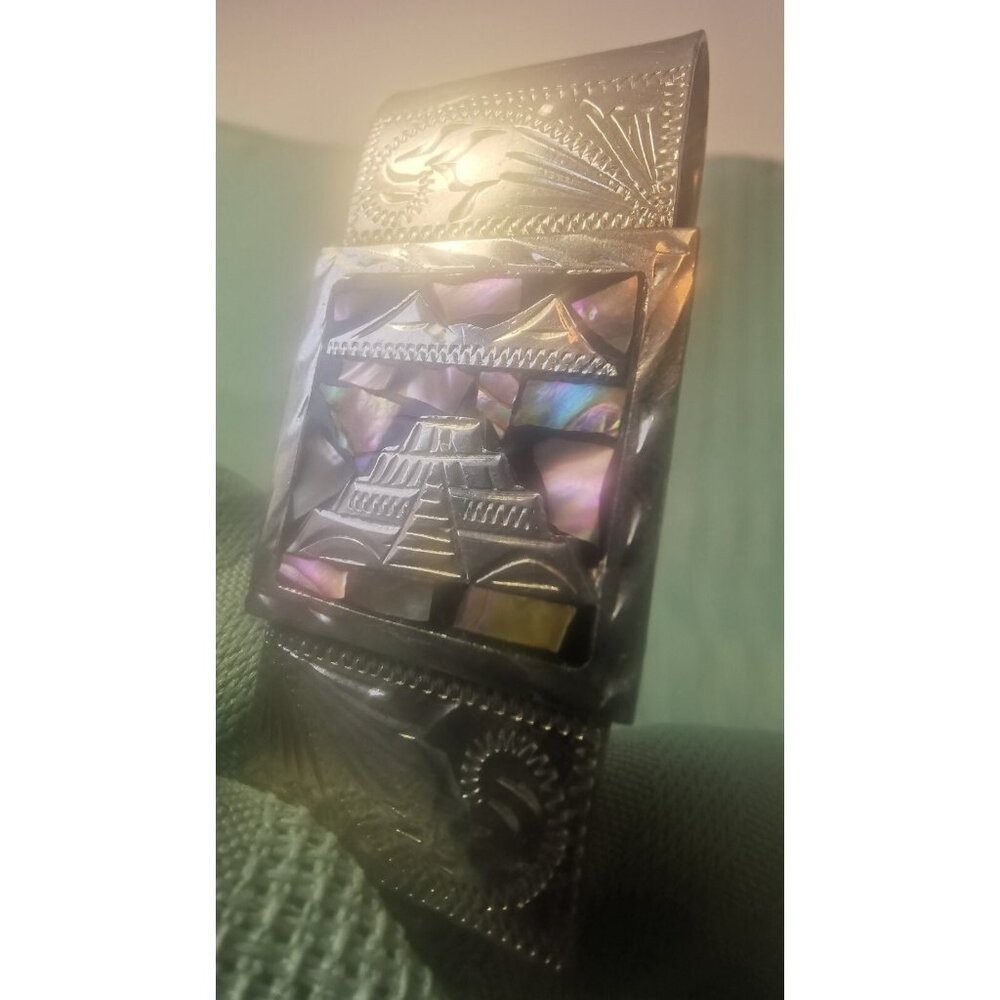 Money Clip Mexican Alpaca Silver Albone Mother of Pearl Design